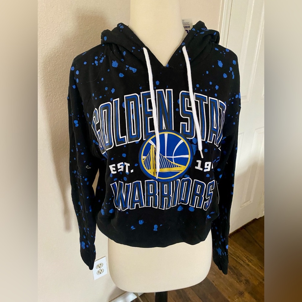 Golden State Warriors Cropped Hoodie, Size Medium - Picture 2 of 5